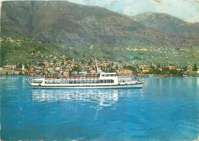 Lucerna — vista do lago Maior com a motonave 'ROMA' — Navigazione sul Lago Maggiore