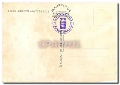 Monako — widok panoramiczny i zabytki — wydawca Frankcolor, seria 11.961 — Rewers