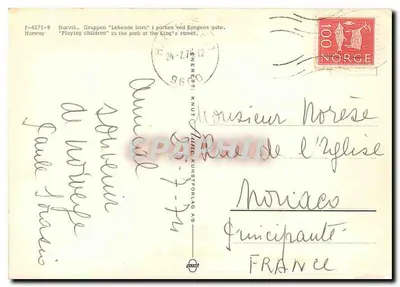 Narvik — Grupo 'Crianças brincando' no parque perto da Kongens gate — editor F-4275-9 — Verso