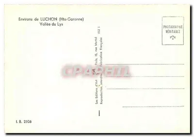 Okręgi LUCHON (Hte-Garonne) — Dolina Lys — Les Éditions d'Art Marriel — Rewers