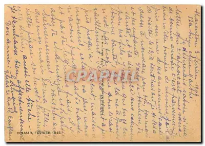 Nowoczesna pocztówka Colmar Luty 1945 Rytuał ludowy — Rewers
