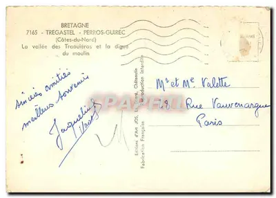 A vallée dos Traouïéros e a barragem do moinho — Bretagne, 7165 TREGASTEL - PERROS-GUIREC (Côtes-du-Nord) — Éditions d'Art JOS, France — Verso