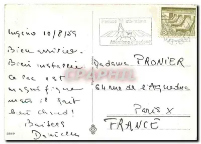 Lugano — widok panoramiczny i krajobrazy jeziorne — wydawca Lugano, nr 2849 — Rewers