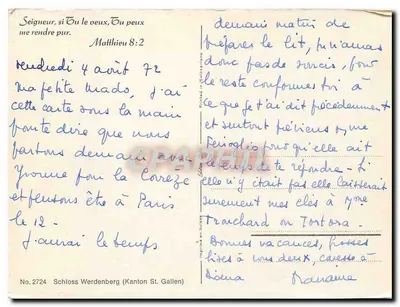 Schloss Werdenberg — Cantão de Saint-Gall — impresso na Suíça — Verso
