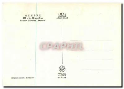 Ginevra - La Grand-Rue vista dall'Antico Arsenal — Edizioni Jaeger — Verso