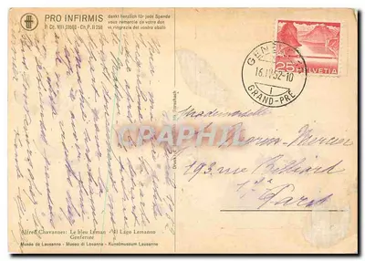 Jezioro Léman — widok panoramiczny z zasnieżonymi górami — Alfred Chavannes, Muzeum w Lausannie — Rewers
