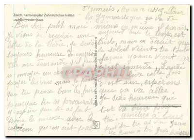 Zurique - Kantonsspital, Zahnärztliches Institut und Schwesterhaus — Verlag Beringer, n° Z 5819 — Verso