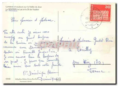 Wąwóz Joux — Jezioro Vaulion — Wydawnictwo Deriaz Baublins — Rewers