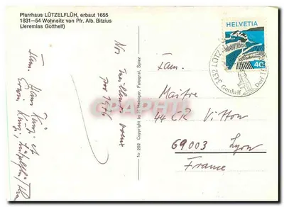 Pfarrhaus LÜTZELFLÜH — editor H. Heimgier, n° 252 — Verso