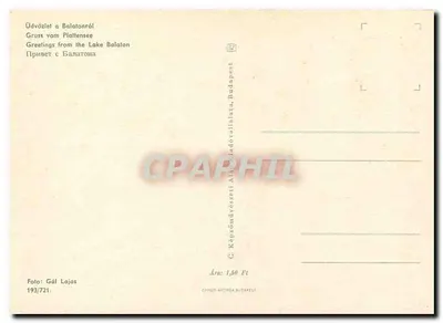 Regatas de veleiros — Lago Balaton — Editor: Képzőművészeti Alap, Budapeste, n° 193/721 — Verso