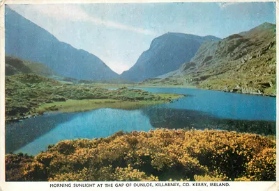 Luz do amanhecer no Gap de Dunloe, Killarney, Condado de Kerry, Irlanda — Cárta Oíche Póst Card No. 64