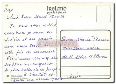 Irlanda — paisagem costeira com cabana de palha e feno — Ireland people & places, n°38 — Verso