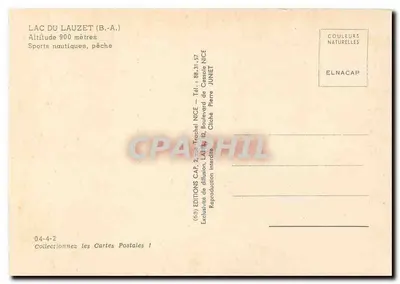 Lago del Lauzet (B.-A.) — Altitudine 900 metros — Ediciones CAP, NICE — Reverso