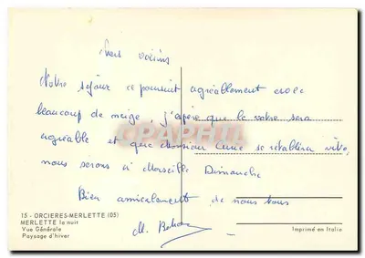 Orcières-Merlette — Vista geral inverno — Impresso na Itália — Verso