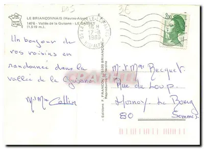 Le Casset — Vale da Guisane — Edições F. FRANCOU — Verso