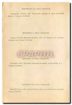 Roma — Pomnik Anita Garibaldi — wydawca nie widoczny — Rewers