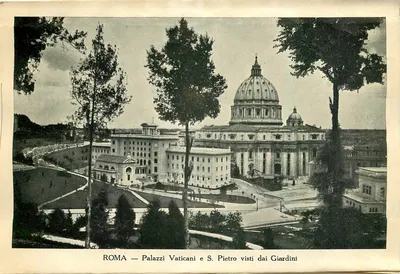 Roma — Palácios Vaticanos e S. Pedro vistos dos Jardins — Editor não visível
