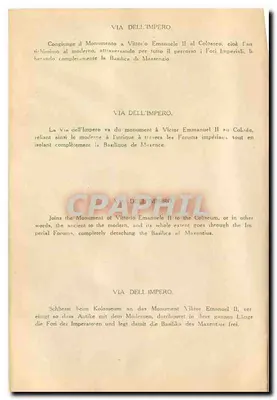 Roma — Via dell’Impero — editor não visível — Verso
