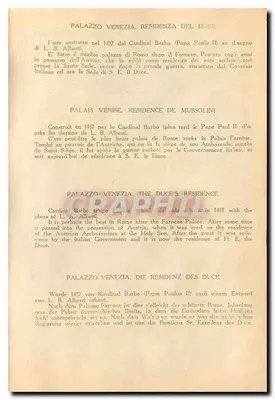 Rzym — Pałac Wenezji — Residenza del Duce — Rewers