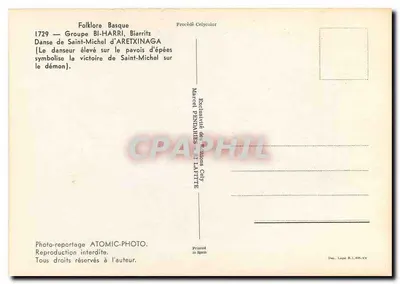 Taniec Świętego Michała z Aretxinaga — Biarritz — Marcel Pendardes — Rewers