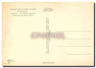 A Cegonha — O Jardim Exótico — Editor La Cigogne, Mônaco — Verso