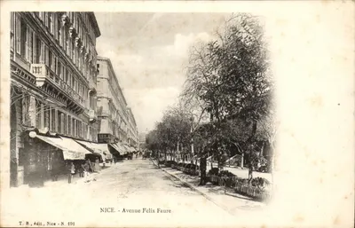 Nice - Avenida Félix Faure — vista urbana com edifícios e árvores — T.B., édit., Nice - N 191