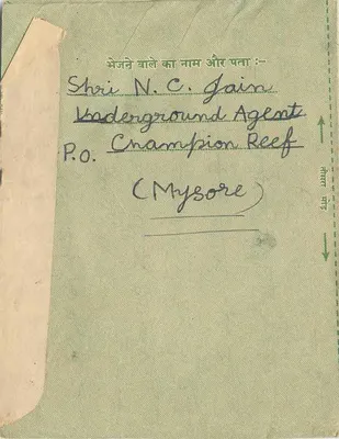 Carta postal indiana — texto em hindi e escrita manuscrita — editor não visível — Verso
