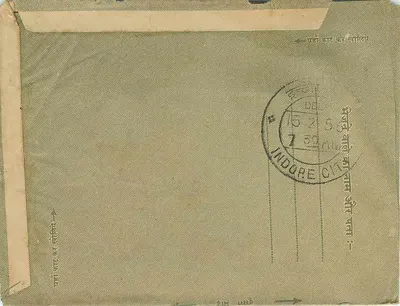 Indore — carta postal interna indiana — editor não visível — Verso