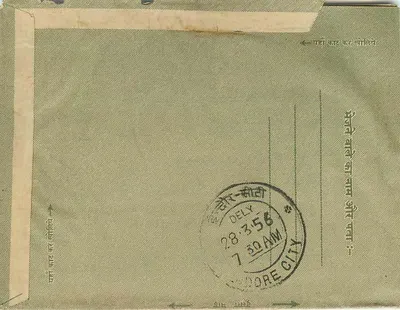 Indore — cartão postal destinado a Indore — editor não visível — Verso