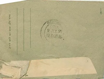 Hazaribagh — carta postal com destino a Rambrasad, Rajasthan — editor indiano, número de série não visível — Verso
