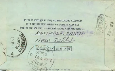 Binnenkant antieke ansichtkaart uit India — Ajmer — uitgever niet zichtbaar — Achterkant