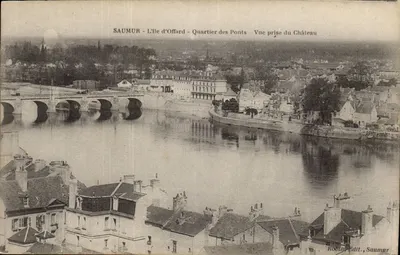 Saumur - A Ilha d'Offard - Bairro dos Pontes - Vista tirada do Castelo - Rodin, Edit., Saumur