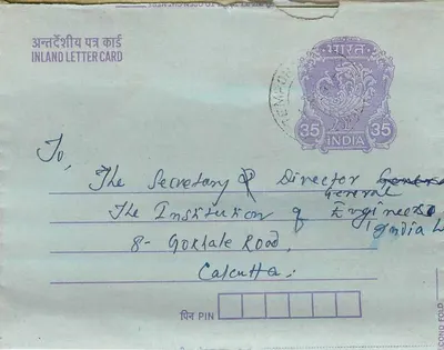 Carta postal interior indiana — Gandhi — editor não visível