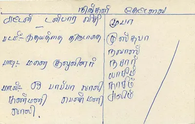 Sri Lanka — cartão postal com selo e inscrição em tamil — Verso