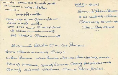 Sri Lanka — Tarjeta postal con texto en tamil — editor desconocido, número de serie no visible — Reverso