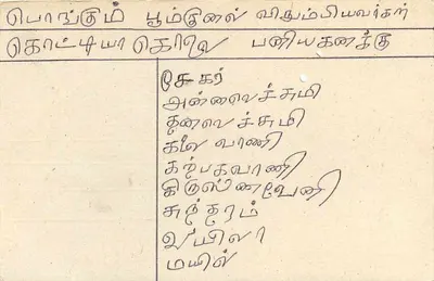 Carte postale de Sri Lanka — texte en tamoul — éditeur Sri Lanka Post — Verso