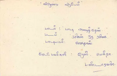 Sri Lanka — tarjeta postal con sello y texto en tamil — editor Sri Lanka Post — Reverso