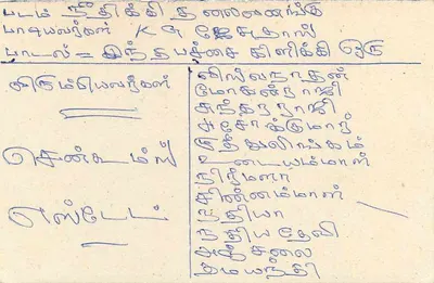 Sri Lanka — cartão postal com selo e texto em tâmil — Verso