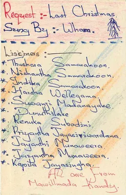 Carte postale de Noël — Sri Lanka — éditeur inconnu, n° de série non visible — Verso