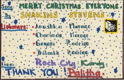 Cartolina di Natale — Shakins Stevens — editore non visibile — Verso