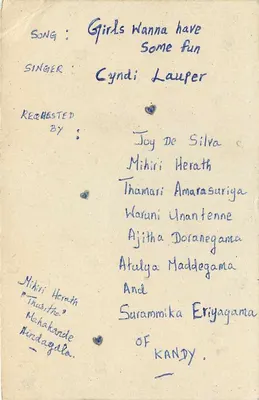 Girls Wanna have Some fun — Cyndi Lauper — Sri Lanka — Verso