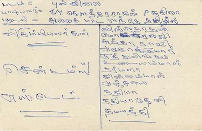 Sri Lanka — carta postal com selo de 75 centavos e datação — editor não visível — Verso