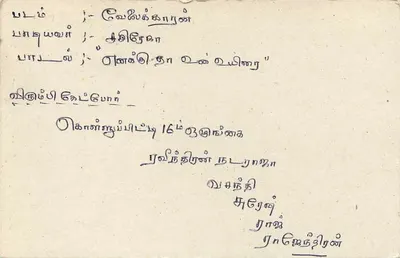 Sri Lanka — carte postale avec timbre et texte manuscrit — éditeur inconnu — Verso