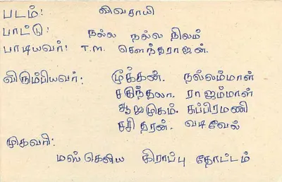 Sri Lanka — tarjeta postal con texto en tamil — editor desconocido — Reverso