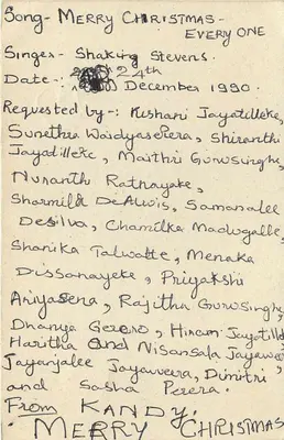 Carta postal de Natal — Sri Lanka — editor S.L.B.C. — Verso