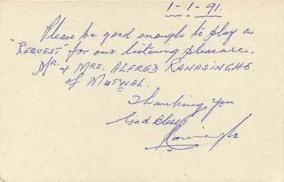 Sri Lanka — Carte postale originale — S.L.B.C. Colombo — Verso