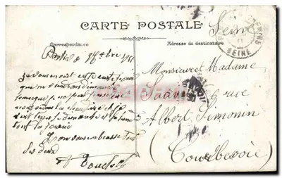 PARYŻ - Izba Deputowanych — widok budynku z pieszymi i fiakrami — Rewers