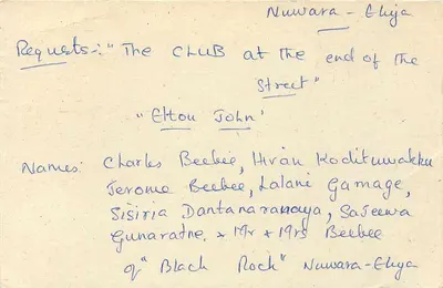 Nuwara-Eliya — El Club al final de la Calle — Tarjeta postal de Sri Lanka n°75 — Reverso