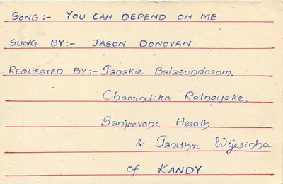 Chamindika Ratnayake & Sanjeevani Herath — 'You Can Depend on Me' — Sri Lanka Post Card — Reverso