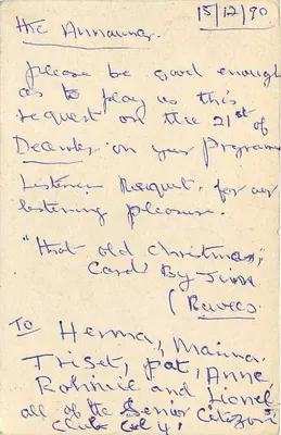 Listeners' Request — Sri Lanka — Colombo 7 — Verso